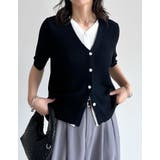 リブニット配色レイヤード風半袖カーディガン | Re:EDIT | 詳細画像27