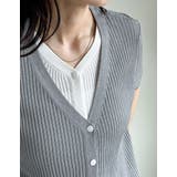 リブニット配色レイヤード風半袖カーディガン | Re:EDIT | 詳細画像30