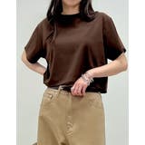 ブラウン(505) | [2025 SUMMER COLLECTION]セミクロップド半袖Tシャツ | Re:EDIT