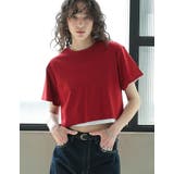 レッド(506) | [2025 SUMMER COLLECTION]セミクロップド半袖Tシャツ | Re:EDIT