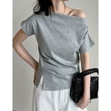 グレー(503) | マシュマロカットソーワンショルダーTシャツ | Re:EDIT