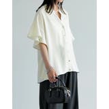 ポーラVネックフレアスリーブ切り替え半袖ブラウス | Re:EDIT | 詳細画像13