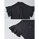 ポーラVネックフレアスリーブ切り替え半袖ブラウス | Re:EDIT | 詳細画像15