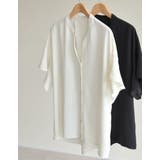 ポーラVネックフレアスリーブ切り替え半袖ブラウス | Re:EDIT | 詳細画像2