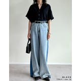 ポーラVネックフレアスリーブ切り替え半袖ブラウス | Re:EDIT | 詳細画像7