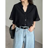 ポーラVネックフレアスリーブ切り替え半袖ブラウス | Re:EDIT | 詳細画像10