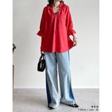 [体型カバー]7分袖リネンライクスキッパーフリルカラーチュニックブラウス | Re:EDIT | 詳細画像15 