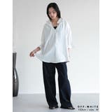 [体型カバー]7分袖リネンライクスキッパーフリルカラーチュニックブラウス | Re:EDIT | 詳細画像7 