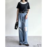 [低身長/高身長サイズ有]ダメージデニムワイドストレートパンツ | Re:EDIT | 詳細画像14 