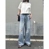 [低身長/高身長サイズ有]ダメージデニムワイドストレートパンツ | Re:EDIT | 詳細画像23 