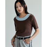ブラウン(505) | スムースカットソーレイヤード風ハーフスリーブTシャツ | Re:EDIT
