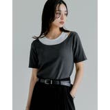 チャコールグレー(703) | スムースカットソーレイヤード風ハーフスリーブTシャツ | Re:EDIT