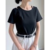 スムースカットソーレーヤード風アシンメトリー半袖Tシャツ | Re:EDIT | 詳細画像2