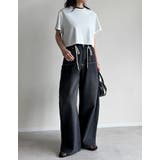 コットンデニムロープベルト付きワイドバレルレッグカーブパンツ | Re:EDIT | 詳細画像11