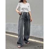 コットンデニムロープベルト付きワイドバレルレッグカーブパンツ | Re:EDIT | 詳細画像13