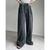 コットンデニムロープベルト付きワイドバレルレッグカーブパンツ | Re:EDIT | 詳細画像2