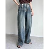 コットンデニムロープベルト付きワイドバレルレッグカーブパンツ | Re:EDIT | 詳細画像4