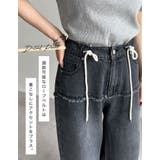 コットンデニムロープベルト付きワイドバレルレッグカーブパンツ | Re:EDIT | 詳細画像6