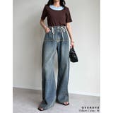 コットンデニムロープベルト付きワイドバレルレッグカーブパンツ | Re:EDIT | 詳細画像21