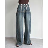 コットンデニムロープベルト付きワイドバレルレッグカーブパンツ | Re:EDIT | 詳細画像22