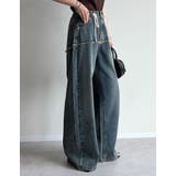 コットンデニムロープベルト付きワイドバレルレッグカーブパンツ | Re:EDIT | 詳細画像23