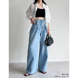 コットンデニムロープベルト付きワイドバレルレッグカーブパンツ | Re:EDIT | 詳細画像25