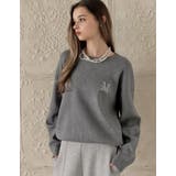 グレー(503) | ワンポイント刺繍ロゴエンブレムニットトップス | Re:EDIT