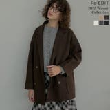 フェイクウールルーズシルエットダブルテーラードジャケット | Re:EDIT | 詳細画像1