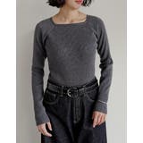 チャコール(703) | [新色追加][2025AW COLLECTION]スクエアネックリブニットトップ… | Re:EDIT