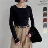 [新色追加][2025AW COLLECTION]スクエアネックリブニットトップ… | Re:EDIT | 詳細画像1 