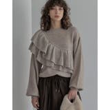 グレージュ(603) | [2025AW COLLECTION]アシメフリルニットプルオーバー | Re:EDIT