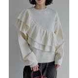アイボリー(604) | [2025AW COLLECTION]アシメフリルニットプルオーバー | Re:EDIT