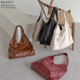 フェイクレザーVカットトートバッグ | Re:EDIT | 詳細画像1