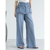 [低身長/高身長サイズ有]コットンデニムスカートレイヤードライクパンツ | Re:EDIT | 詳細画像3 