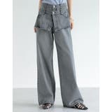 [低身長/高身長サイズ有]コットンデニムスカートレイヤードライクパンツ | Re:EDIT | 詳細画像5 