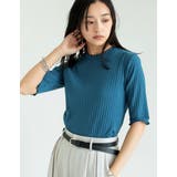 ブルー(511) | ワイドリブカットソーメロー半袖Tシャツ | Re:EDIT