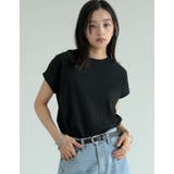 ブラック(501) | ワイドリブカットソーフレンチスリーブTシャツ | Re:EDIT