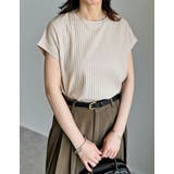オフベージュ(604) | ワイドリブカットソーフレンチスリーブTシャツ | Re:EDIT