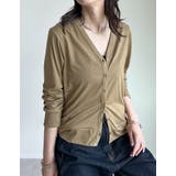 カーキ(709) | [UVカット]天竺Vネックカーディガン | Re:EDIT