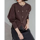 ブラウン(505) | 金釦スポンジニットカーディガン | Re:EDIT