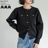 金釦スポンジニットカーディガン | Re:EDIT | 詳細画像1