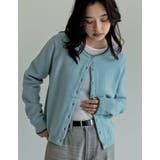 ブルー×チャコール(511) | [2025AW COLLECTION]配色アルパカタッチニットカーディガン | Re:EDIT