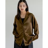 ブラウン(505) | サテンジャケット風シャツ | Re:EDIT