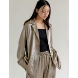 グレージュ(603) | サテンジャケット風シャツ | Re:EDIT