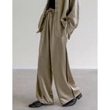 グレージュ(603) | サテンサイドラインドロストパンツ | Re:EDIT