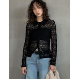 ブラック(501) | ストレッチレースポロカラー前開きトップス | Re:EDIT