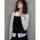 ホワイト(502) | ストレッチレースポロカラー前開きトップス | Re:EDIT