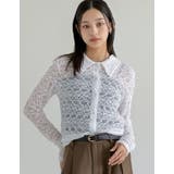 ストレッチレースポロカラー前開きトップス | Re:EDIT | 詳細画像3