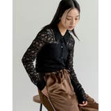 ストレッチレースポロカラー前開きトップス | Re:EDIT | 詳細画像9