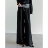 ブラック(501) | ツイル×ヴィンテージライクサテン切り替えドロストパンツ | Re:EDIT